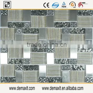 China Famous Restaurant in Stock Dezhou Demax Silver Glass Mosaic Tile thumbnail-1