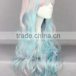 Synthetic Cosplay Light Pink Mixed Light Pink Anime Long Water Curly Lolita Wig N415 thumbnail-3