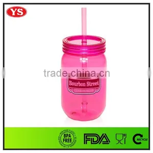 540ml Bpa Free Plastic Cold Drinking Jar With Straw thumbnail-3