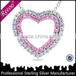 Ruby cz Couples Breakable Heart Pendant Necklace thumbnail-1