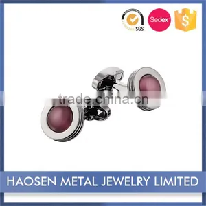 Top Grade Men'S Purple White Shell Cat Eye Stone Wedding Cufflinks thumbnail-1