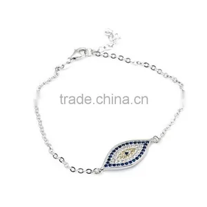 925 Silver Micro Pave Setting Jewelry Evil Eye Bracelet thumbnail-2
