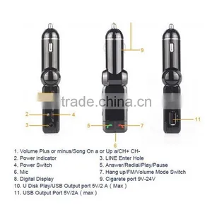 Factory Supply, Portable Dual 2 USB Charger LCD Bluetooth Car Kit MP3 AUX FM Transmitter Adjust thumbnail-4