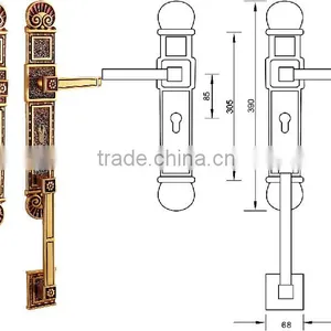 Luxurious Copper Door Handle HK1214 RG for Hotel Enrance Door thumbnail-2