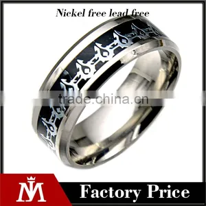 2016 Silver Wedding Band Jewelry Unique Pattern Stainless Steel Polished Rings for Mens thumbnail-1