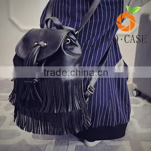 Custom High Quality Leather Women Bag Tassel Rivet Girls Backpack thumbnail-5