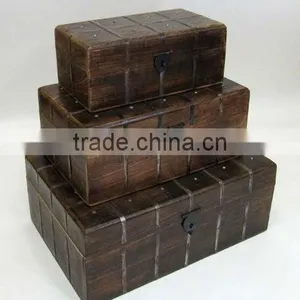 Antique Wooden Pirate Chest Boxes thumbnail-1