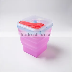 100% Food Grade Microwave Safe Silicone Foldable Bowl With Lockable Lids thumbnail-1