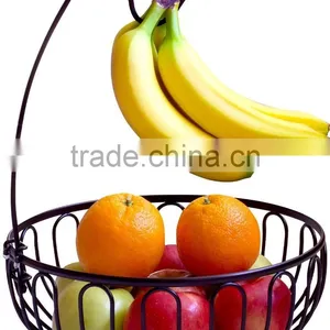 Black Metal Wire Fruit Bowl With Banana Hanger thumbnail-1