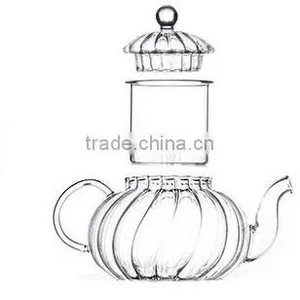 Haonai Wholesale FDA Embossed Clear Glass Tea Set thumbnail-3