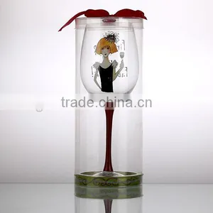Handmade Party Wedding Wine Glass With Pretty Girl Decal thumbnail-1