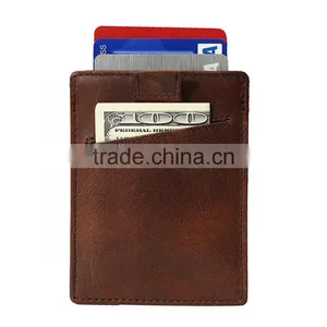 TIANHOOO Slim Card Sleeve Top Quality Italian Leather Ultra Thin Card Holder Minimalist Front Pocket Wallet for Men thumbnail-1