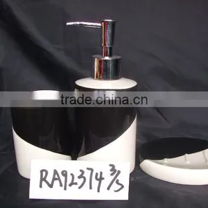 White and Black Ceramic Bathroom Accessories thumbnail-1