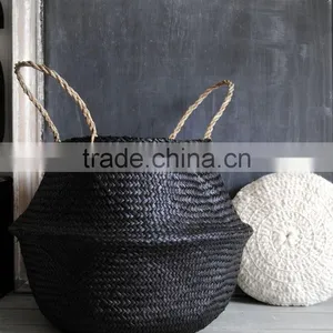 Black Seagrass Basket/ Storage Basket/ Laundry Seagrass Basket thumbnail-1