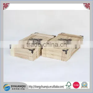 High Quality Decoration Paulownia Wooden Double Wine Box CN thumbnail-1