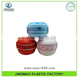 Good Quality 2 Layers Round Shape Plastic Lunch Box With Spoon Set thumbnail-1