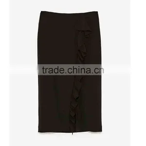 High-waisted Pencil Skirt With Ruffles Details Women Sexy Pencil Skirt Custom Wholesale Online Shopping thumbnail-1