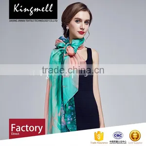 Customized Ladies High Quality Digital Printing Silk Brand Scarf thumbnail-1