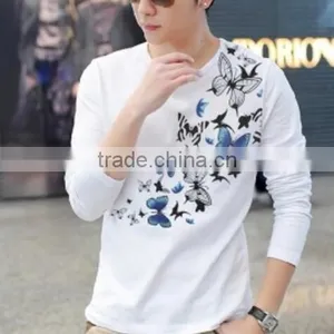 Promotional Custom Plain Dyed Unisex Adult O-neck Unisex Workwear T Shirt/Butterfly Printed Casual Shirts thumbnail-2