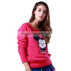 Women Round Collar Pullover Hoodies thumbnail-1