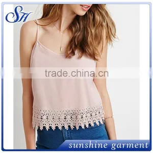 2015 New Fashion Crochet Trim Cami Tank Top thumbnail-1