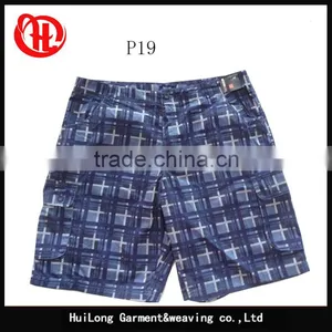 Cheap Cargo Short Pants Stocklots Men's Washed Shorts Printed Plaid thumbnail-2