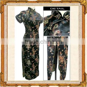 Elegant Long Length Short Sleeve Black Cheongsam thumbnail-1