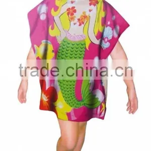 Adults and Childrens Hooded Poncho Beach Robe Towelling Velour Printing thumbnail-4