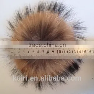 Fashion 15cm Fluffy Raccoon Fur Ball Keychain Real Fox Fur Keychain Fur Pompom Key Chain Pompon Keyring Charm Women Bag Pendant thumbnail-6