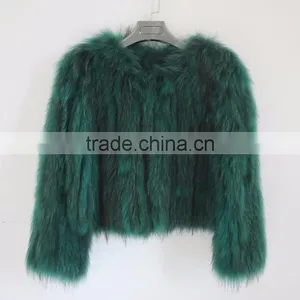 Myfur China Wholesale Lady Winter Fur Jacket Real Raccoon Fur Knitted Jackets thumbnail-5
