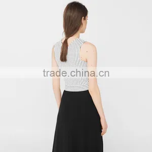 Office Lady Fitted Crop Top Designs Stylish Simple Sleeveless Blouse thumbnail-4