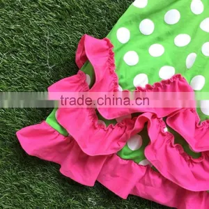 2016 New Baby Girls Dress Boutique Dress Green White Polka Dot Dress Ruffle Dress With Headband thumbnail-2