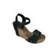 Top Quality 10.5cm Heels Size 36-41 Fashion PU Black Ladies Wedge Sandals Support OEM /ODM thumbnail-1