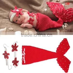 2017 Newborn Baby Knit Crochet Mermaid Headband Costume Photo Prop thumbnail-4