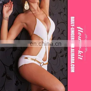 Factory Price Women Hot Sexy White Halter Teddy Lingerie thumbnail-1