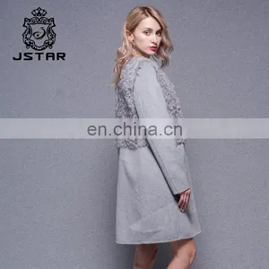 Hand Made Lambs Wool Collar Women's Double Side Cashmere Coat thumbnail-3
