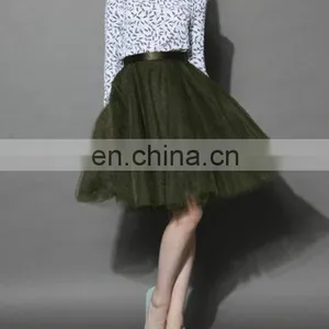 Mesh Tulle Skirt in Olive thumbnail-2