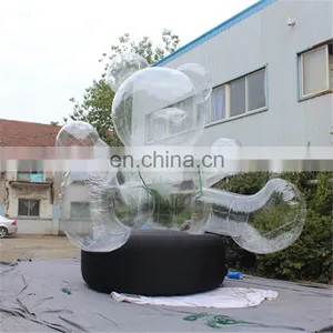 New Design Cartoon Christmas Transparent/clear Bear Inflatable Can Add Ledlight&decoration thumbnail-1