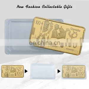 WR 100 Canadian Dollar Quality 24k Gold Plated Bar Metal Crafts With Plastic Case for Home Collection thumbnail-5