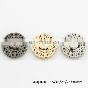 Snap Buttons 15/18/21/25/30mm Fasteners Press Stud Invisible Metal Flower Shiny Gold Buttons thumbnail-2
