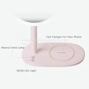 Wireless Fast Charger LED Makeup Mirror With Table Lamp thumbnail-3