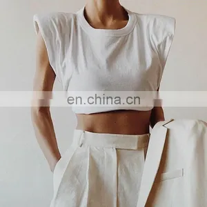 INS Fashion Wholesale Women Hot Custom Logo T Shirt Summer Blank Ladies Crop Top thumbnail-1