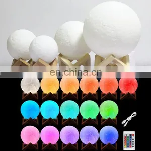 Creative Kids Gift Remote Control RGB 16 Colors 3d Moon Lamp thumbnail-4