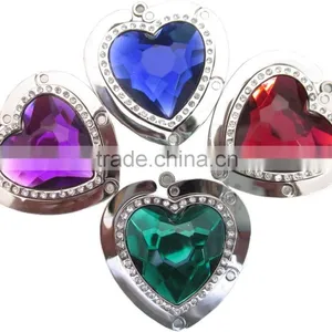 Red, Blue, Green, Purple Heat--shaped Rinestone Inside Metal Lady Button With Customized Logo thumbnail-1