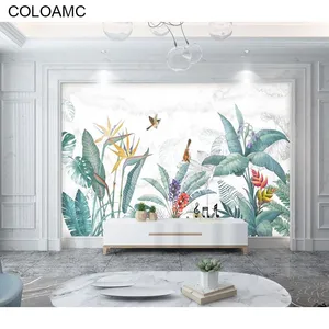 Custom 3D Pristine Tropical Forest Plant Wallpaper Boat Lake Painting Large Mural For Bedroom Living Room TV Background Wall Dropshipping thumbnail-4