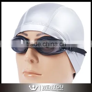 2016 New Protect Ears Long Hair Elastic Waterproof PU Fabric Sports Swimming Cap Quality Choice thumbnail-2