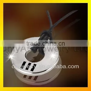 Black Enamel and Shiny Polished Oval Shape Titanium or Stainless Steel Pendant thumbnail-1