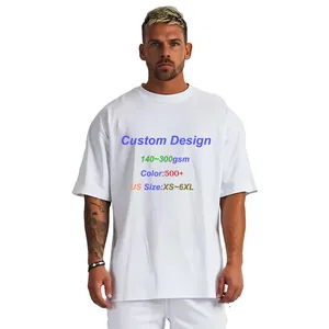 300gsm Blank Customize Logo Men Printing T Shirt Printing Plain Oversized Tshirt Wholesale For Men thumbnail-1