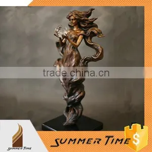 Magic Fairy With Her Crystal Ball Bronze Sculpture thumbnail-1
