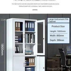 Commercial Grade Steel Office Bookcase MOS137with 4 Adjustable Tiers and Secure Locks| Scratch-resistant Powder Coated|for School Classroom and Lab thumbnail-1